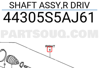 Honda 44305S5AJ61 SHAFT ASSY,R DRIV