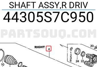 Honda 44305S7C950 SHAFT ASSY,R DRIV