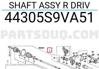 Honda 44305S9VA51 SHAFT ASSY R DRIV