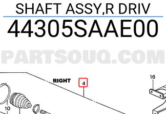 Honda 44305SAAE00 SHAFT ASSY,R DRIV