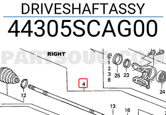Honda 44305SCAG00 DRIVESHAFTASSY