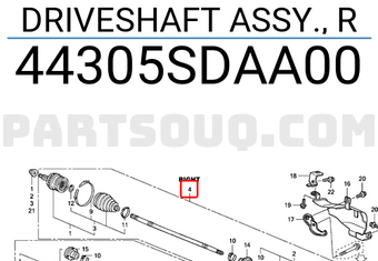 Honda 44305SDAA00 DRIVESHAFT ASSY., R