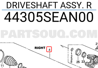 Honda 44305SEAN00 DRIVESHAFT ASSY. R