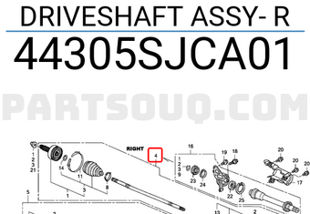 Honda 44305SJCA01 DRIVESHAFT ASSY- R