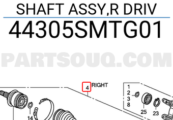 Honda 44305SMTG01 SHAFT ASSY,R DRIV