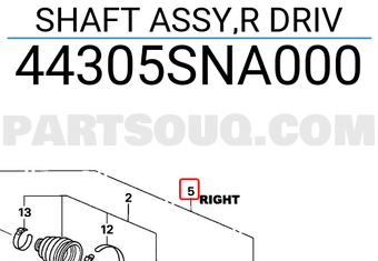 Honda 44305SNA000 SHAFT ASSY,R DRIV
