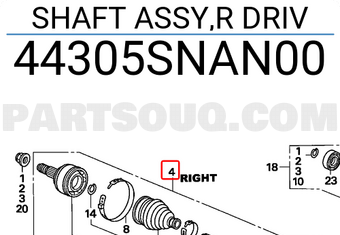 Honda 44305SNAN00 SHAFT ASSY,R DRIV