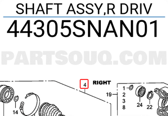 Honda 44305SNAN01 SHAFT ASSY,R DRIV