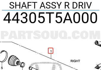 Honda 44305T5A000 SHAFT ASSY R DRIV