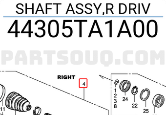 Honda 44305TA1A00 SHAFT ASSY,R DRIV