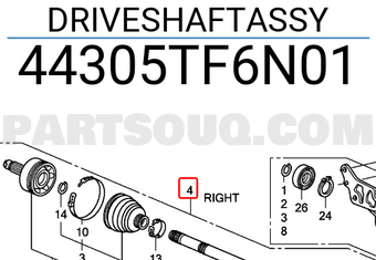 Honda 44305TF6N01 DRIVESHAFTASSY