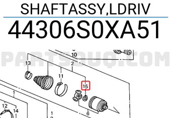 Honda 44306S0XA51 SHAFTASSY,LDRIV