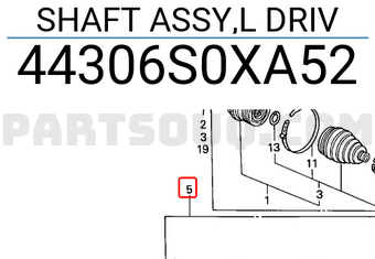 Honda 44306S0XA52 SHAFT ASSY,L DRIV
