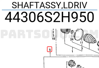 Honda 44306S2H950 SHAFTASSY,LDRIV