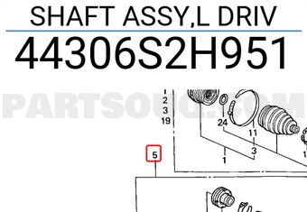 Honda 44306S2H951 SHAFT ASSY,L DRIV