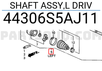 Honda 44306S5AJ11 SHAFT ASSY,L DRIV
