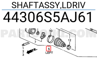 Honda 44306S5AJ61 SHAFTASSY,LDRIV