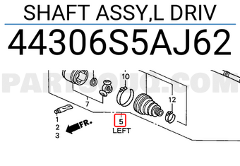 Honda 44306S5AJ62 SHAFT ASSY,L DRIV