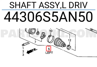 Honda 44306S5AN50 SHAFT ASSY,L DRIV