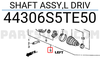 Honda 44306S5TE50 SHAFT ASSY,L DRIV