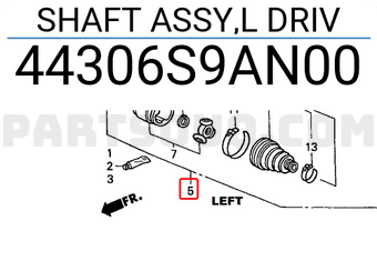 Honda 44306S9AN00 SHAFT ASSY,L DRIV
