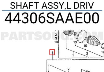 Honda 44306SAAE00 SHAFT ASSY,L DRIV