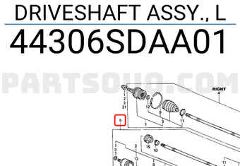 Honda 44306SDAA01 DRIVESHAFT ASSY., L