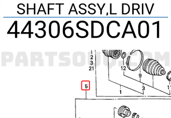 Honda 44306SDCA01 SHAFT ASSY,L DRIV