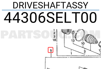 Honda 44306SELT00 DRIVESHAFTASSY