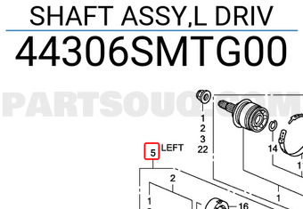 Honda 44306SMTG00 SHAFT ASSY,L DRIV
