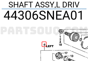 Honda 44306SNEA01 SHAFT ASSY,L DRIV