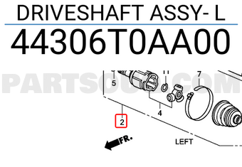 Honda 44306T0AA00 DRIVESHAFT ASSY- L