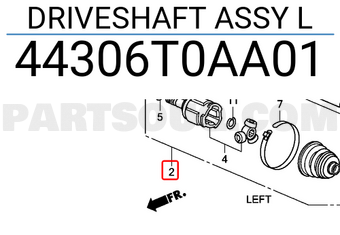 Honda 44306T0AA01 DRIVESHAFT ASSY L