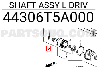 Honda 44306T5A000 SHAFT ASSY L DRIV