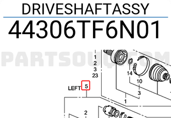 Honda 44306TF6N01 DRIVESHAFTASSY