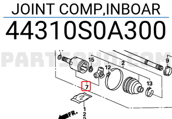 Honda 44310S0A300 JOINT COMP,INBOAR