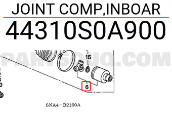 Honda 44310S0A900 JOINT COMP,INBOAR