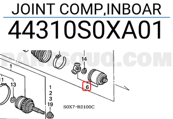 Honda 44310S0XA01 JOINT COMP,INBOAR