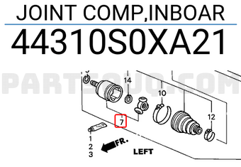 Honda 44310S0XA21 JOINT COMP,INBOAR