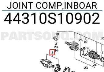 Honda 44310S10902 JOINT COMP,INBOAR