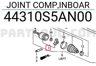 Honda 44310S5AN00 JOINT COMP,INBOAR