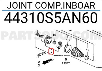Honda 44310S5AN60 JOINT COMP,INBOAR