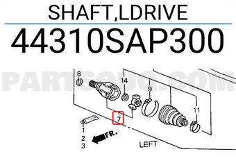 Honda 44310SAP300 SHAFT,LDRIVE