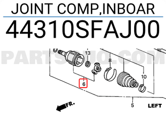Honda 44310SFAJ00 JOINT COMP,INBOAR