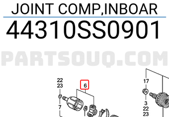 Honda 44310SS0901 JOINT COMP,INBOAR