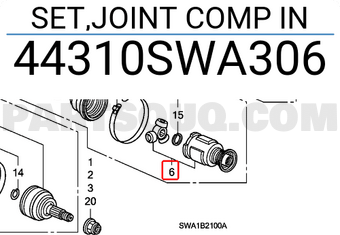 Honda 44310SWA306 SET,JOINT COMP IN