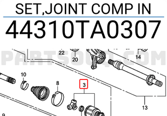 Honda 44310TA0307 SET,JOINT COMP IN