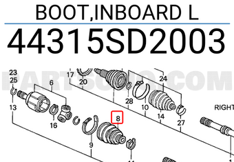 Honda 44315SD2003 BOOT,INBOARD L