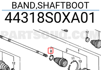 Honda 44318S0XA01 BAND,SHAFTBOOT