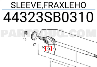 Honda 44323SB0310 SLEEVE,FRAXLEHO